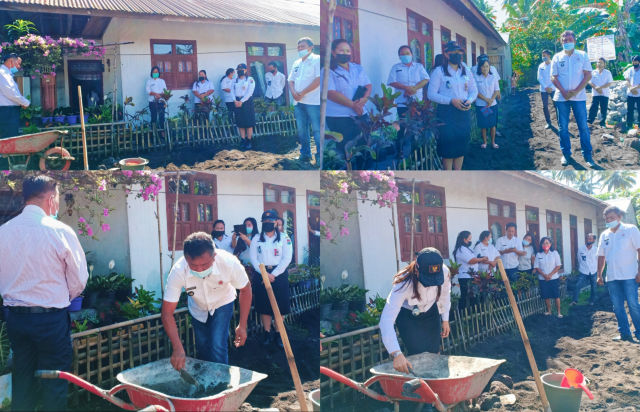 Proses peletakan batu pertama yang dihadiri oleh Camat Silian Raya dan Tokoh Agama